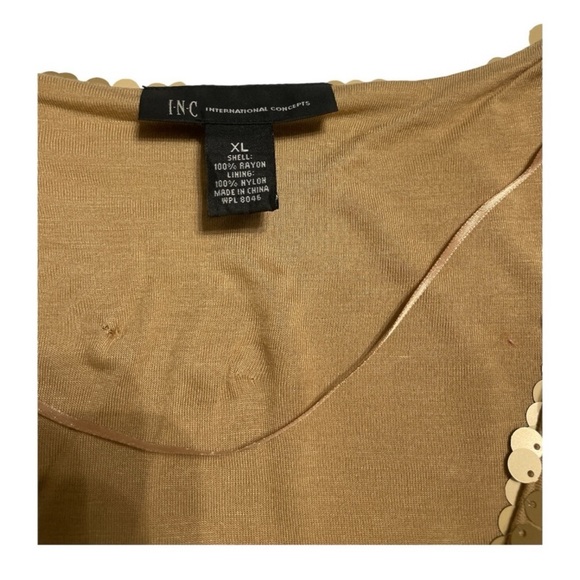 Gold Sequin Cap Sleeve Top w Stretch - Picture 7 of 9